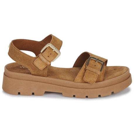 Sandales JB MARTIN cuir V.V. Croûte CAMEL DÉLIA semelle épaisse avec deux brides réglables avec boucles