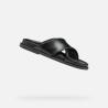 Mules plates femme 2 bandes croisées design contemporain GEOX D55YWB CUIR NOIR ADELASH