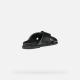 Mules plates femme 2 bandes croisées design contemporain GEOX D55YWB CUIR NOIR ADELASH