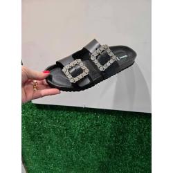 Mules claquettes GEOX Cuir Noir boucle strass fantaisie D45Y3A BRIONIA R