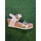 Sandale MEPHISTO Femme LEANDRE Blanc Or compensée boucle fantaisie scratchs semelle liège BIOSOFT