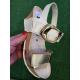 Sandale MEPHISTO Femme LEANDRE Blanc Or compensée boucle fantaisie scratchs semelle liège BIOSOFT