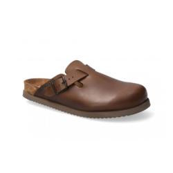 Mule sabot Homme Cuir marron fonce NATHAN MEPHISTO règlable bout fermè