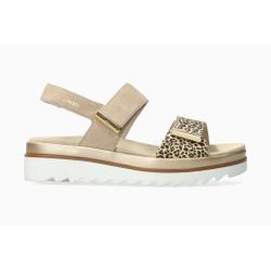 Sandale DOMINICA 30712/velc.p 1221B Light Sand taupe Lèopard MEPHISTO sport et dècontractè plateforme cuir Beige/Lèopard.