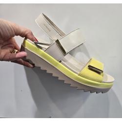 Sandale DOMINICA Welcalf PR 12282 N/SILK 7834 APPLE MEPHISTO sport et dècontractè plateforme cuir Beige/Jaune electric
