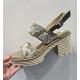 Sandales SOFTWAVES 8.96.14 talon bottier BEVERLY Toile KAKI/COCO /Broderies crème fantaisie