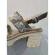 Sandales SOFTWAVES 8.96.14 talon bottier BEVERLY Toile KAKI/COCO /Broderies crème fantaisie