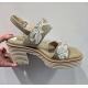 Sandales SOFTWAVES 8.96.14 talon bottier BEVERLY Toile KAKI/COCO /Broderies crème fantaisie