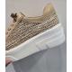 Basket ITALIA Femme SOFTWAVES Raffia Beige/Camel lacet plat fantaisie Suprema Camel et Samira Camel semelle&#160;bloc &#233;paisse 
