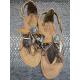 Sandale METAMORF'OSE by ELUE PAR NOUS tout Cuir JALAP Beige Plume Coquillage Pièce plate, fantaisie, mode femme