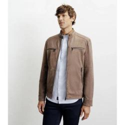 Blouson motard taupe