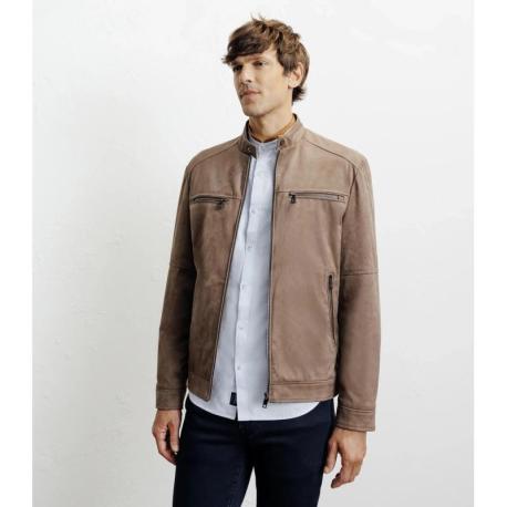 Blouson motard taupe