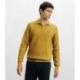 Pull col polo ouvert jeux de points jaune
