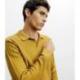 Pull col polo ouvert jeux de points jaune