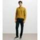 Pull col polo ouvert jeux de points jaune