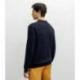 Pull col polo ouvert jeux de points marine