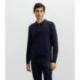 Pull col polo boutonné marine IZAC