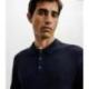 Pull col polo boutonné marine IZAC