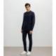 Pull col polo boutonné marine IZAC