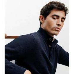 Pull col montant 100% cachemire marine