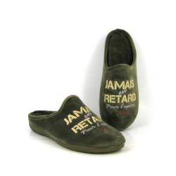 Mule humoristique 106 Homme Kaki Jamais en retard pour l’apéro Maison de l’Espadrille semelle amovible