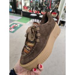 Derbies SOFTWAVES 9.11.13 cuir velours marron lacet semelle amovible plateau coloré twead marron orangè