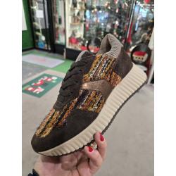 Derbies SOFTWAVES 9.11.13 cuir velours marron lacet semelle amovible plateau coloré twead marron orangè