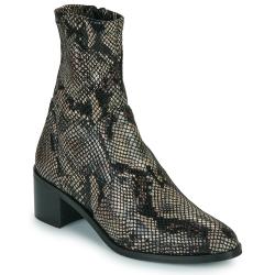 Bottines LOU Cuir façon reptile Noir/beigne ST PYTHON talon 4,5 cm JB MARTIN Femme