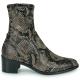 Bottines LOU Cuir façon reptile Noir/beigne ST PYTHON talon 4,5 cm JB MARTIN Femme