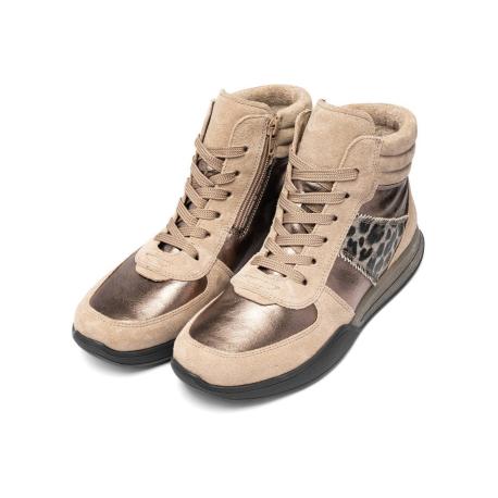 Mi montant Bottines MONZA cachemire crême Leopard ARA SHOES lacet + zip 12-50804-05