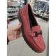 Mocassin femme confortable DALLAS 14803-01 Cuir Rouge compensé cuir imprimé point