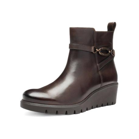 Bottines femme compensèes ARA SHOES Cuir Marron Foncè bijoux  zip pour enfiler 57002-03H