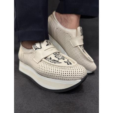 Mocassins SOFTWAVES Cuir noir/blanc Coco/Black CHRISTAL  7.78.93 noir fantaisie fleurie semelle amovible