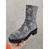 Bottines 929.04 femme fantaisies fleuries VITALIA Cuir gris/beige SOFTWAVES Semelle amovible talon bottier.