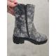 Bottines 929.04 femme fantaisies fleuries VITALIA Cuir gris/beige SOFTWAVES Semelle amovible talon bottier.