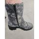 Bottines femme fantzisie fleurie VITALIA Cuir gris/beige SOFTWAVES Semelle amovible talon bottier.

