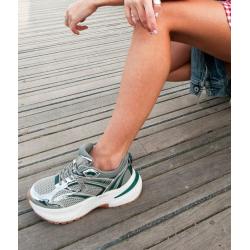 décontractées pour femme IBIZA Metal argent/Vert 624836 semelle amovible fantaisie et confortable