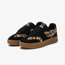 Baskets snekers femme LEGEND LEOPARD 639986 Noir/Léopard lacet bicolore fantaisie semelle amovible
