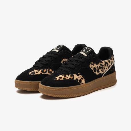 Baskets snekers femme LEGEND LEOPARD 639986 Noir/Léopard lacet bicolore fantaisie semelle amovible