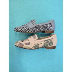 Moccasins Elle gants SOFTWAVES Cuir imprimé Rose Nude motifs fleurs 9.10.14 tout Cuir Semelle amovible existe en demi pointure S