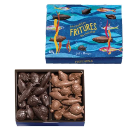 Boite de fritures de Paques au chocolat au lait ou noir 230g - Jeff de Bruges
