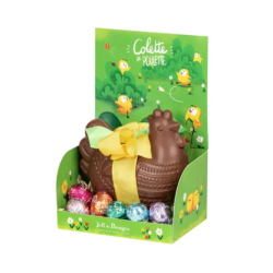 Poule au chocolat au lait et ses oeufs de Pâques 222g - Jeff de Bruges