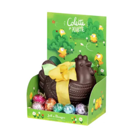 Poule au chocolat noir et ses oeufs de Pâques 230g - Jeff de Bruges
