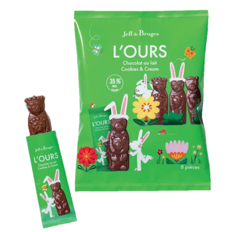 Sachet 8 ours individuels chocolat au lait cookies & cream 96g