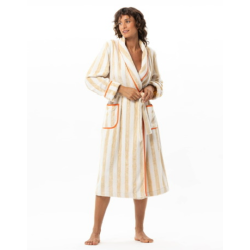 PEIGNOIR EN BOUCLETTE ÉPONGE TRANSAT BLANC / BEIGE