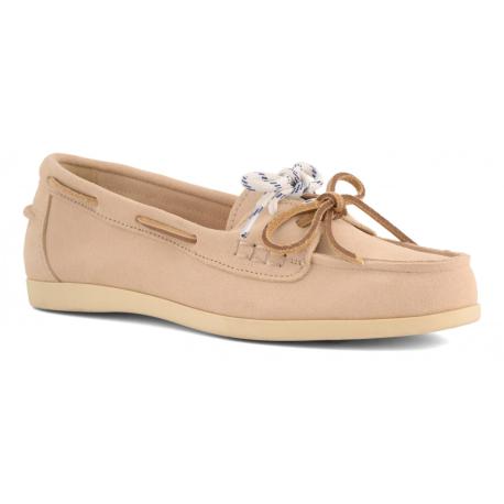 Mocassin bateaux COLORS OF CALIFORNIA YUCCA 08 double lacet cuir suédé beige clair White