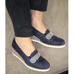 Escarpin compensé feminine coloré mode 7.66.70 SOFTWAVES Cuir Ink/Ink blanc Coco MIRA semelle amovible