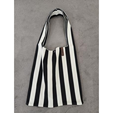 Sac tricot LOIS Noir/Blanc rayures LOT83 coloris 56 femme, mode, shopping