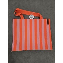 Grand sac SHOPPER LARA cabas LOT83 rayure Orange/Rose  2 anses tricot non doublé fermeture par zip