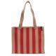 Sac Shopping fourre tout FEMKE 26 cabas petit LOT83 rayure Rouge/beige  2 anses, non doublé, fermeture par zip